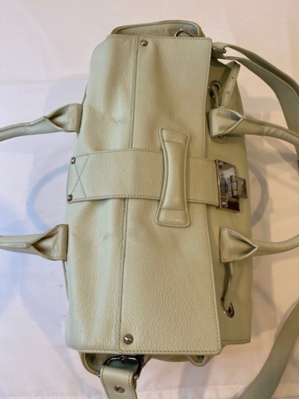 Jimmy Choo Rosalie Leather & Suede 2 Way Crossbody Tote Bag Light Green - Picture 4 of 16